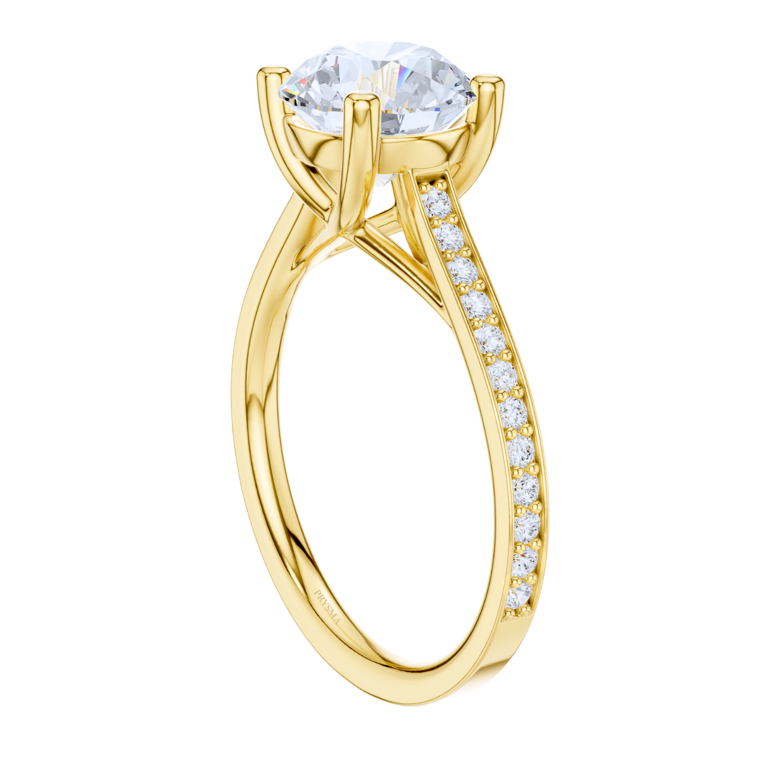 Round Brilliant Cathedral Pave Ring