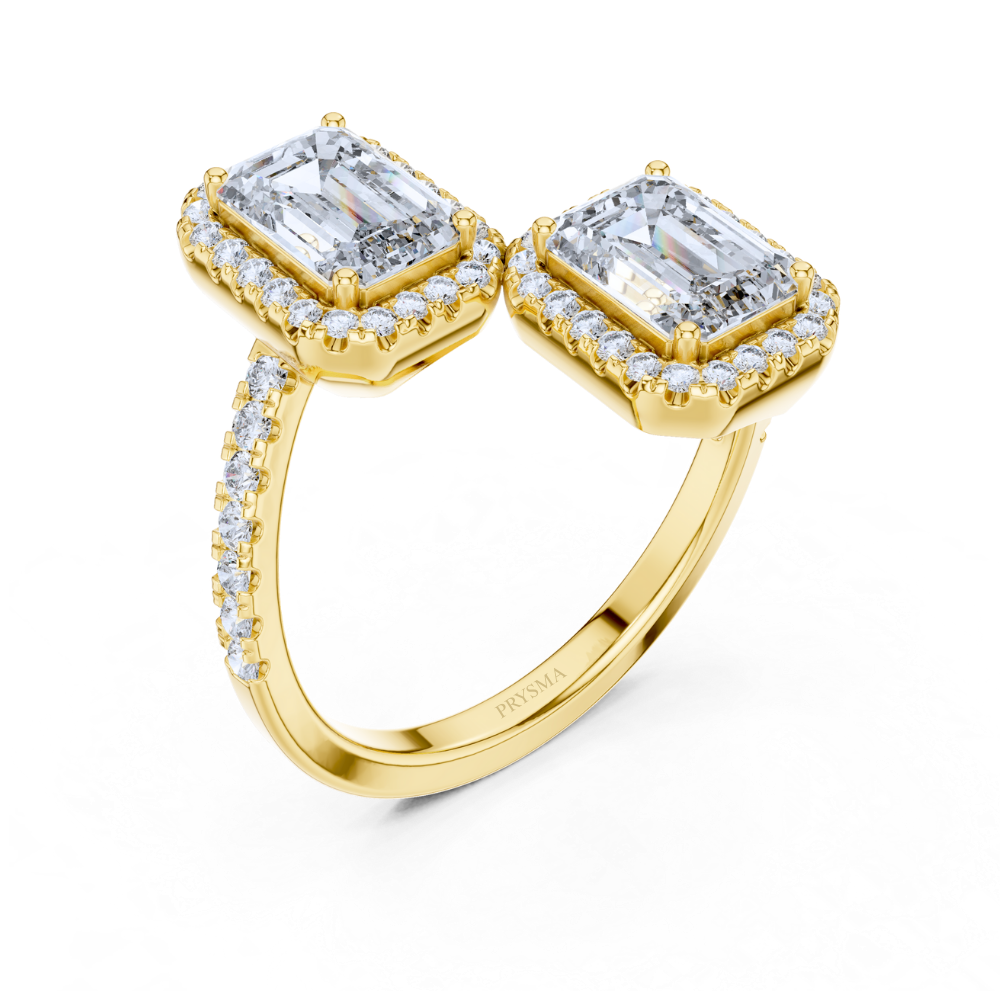 Elysian Dual-Emerald Halo Ring