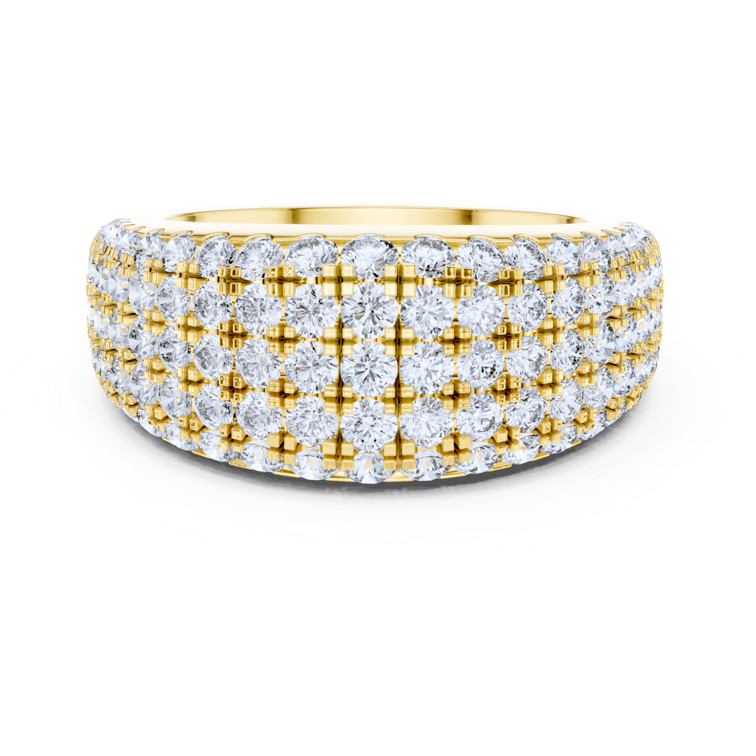 Five-Row Pave Diamond Dome Ring