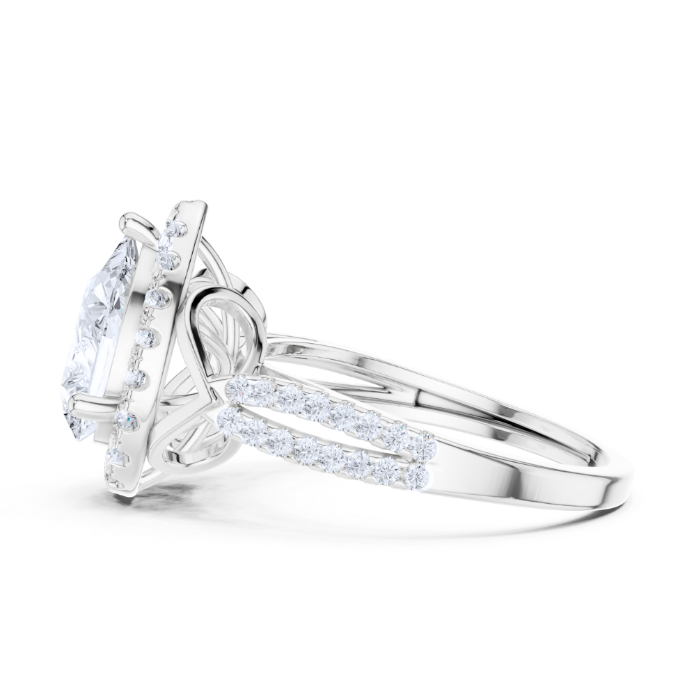 Regal Teardrop Halo Ring