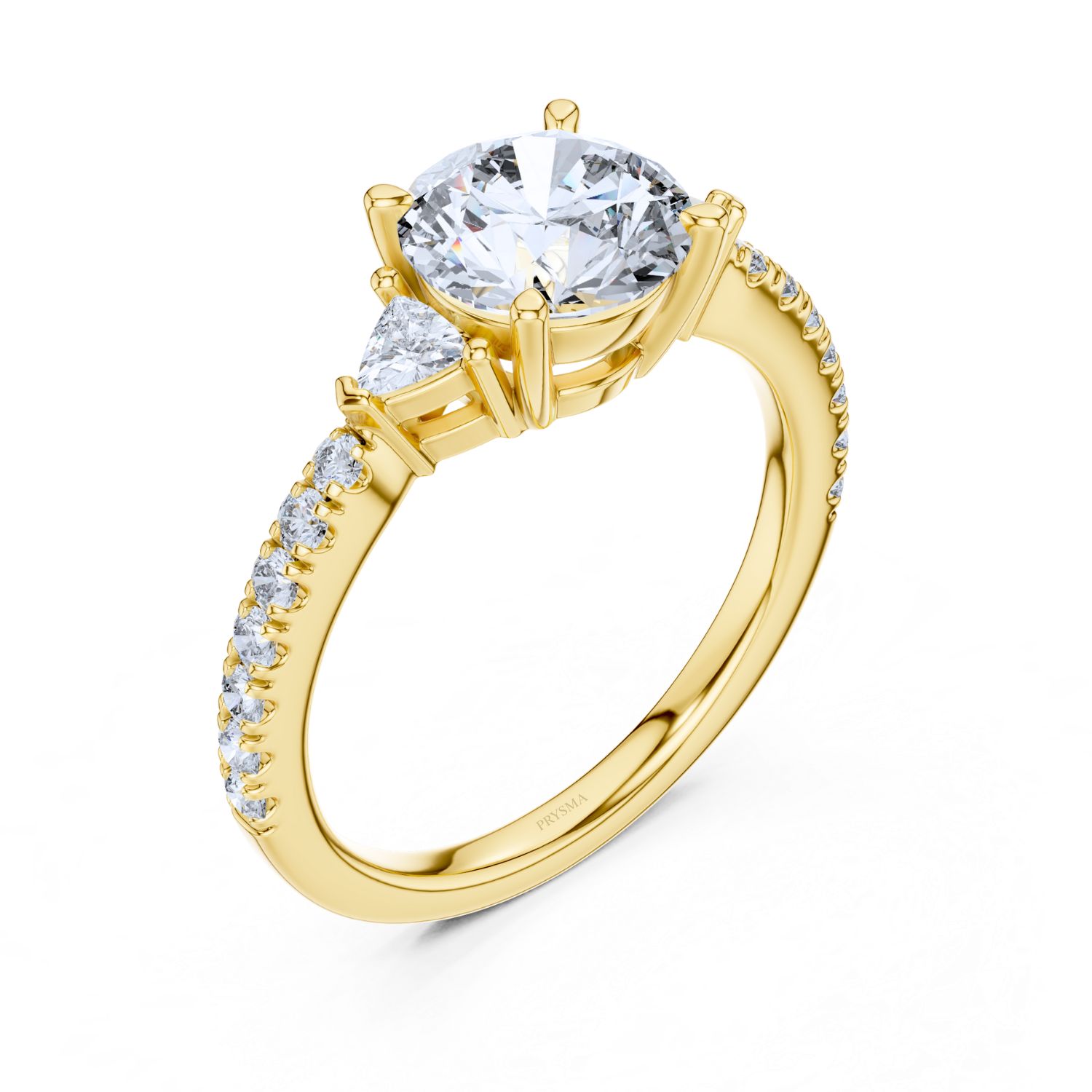 Round Center Stone with Trilliant Diamond