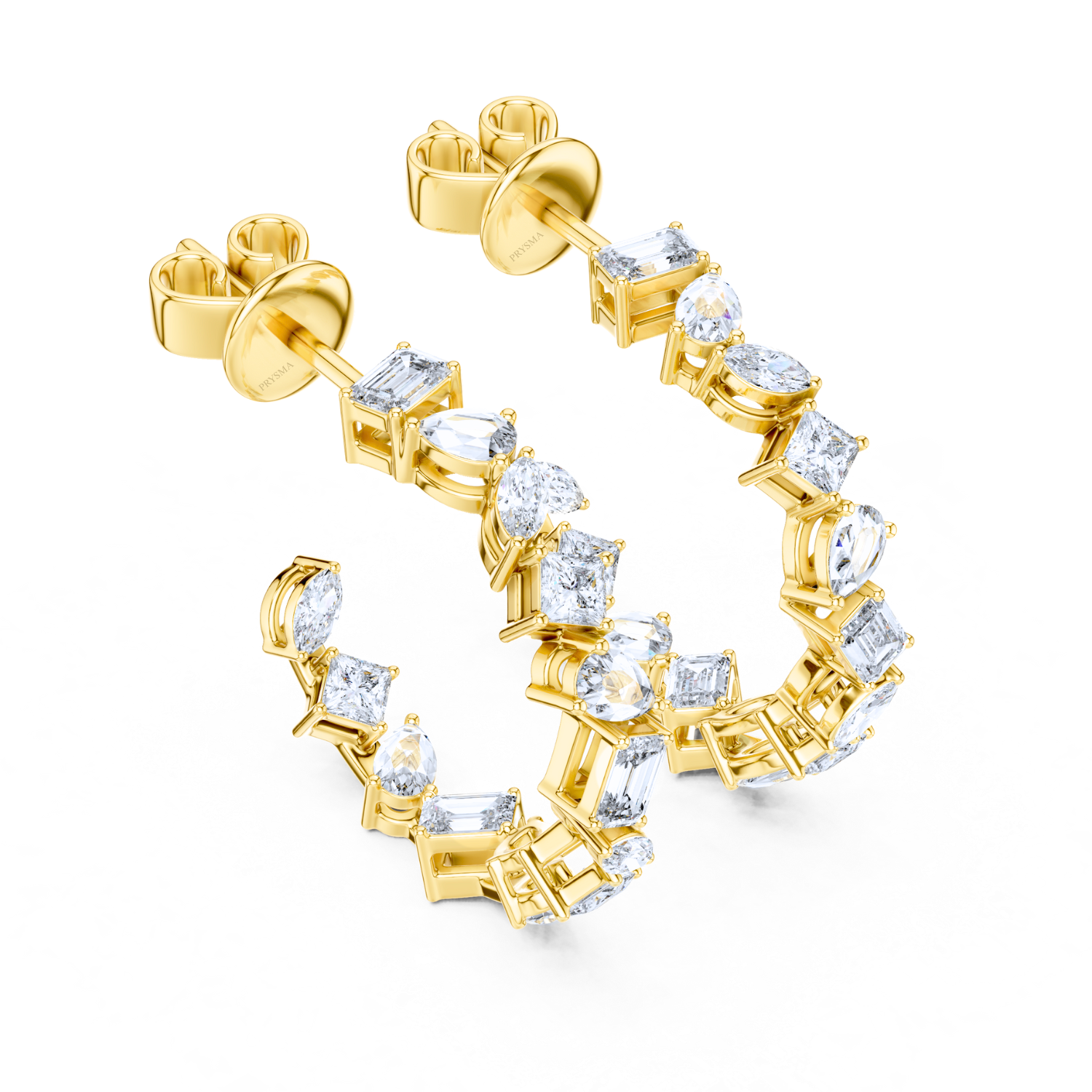 Radiant Cascade Diamond Hoop Earrings