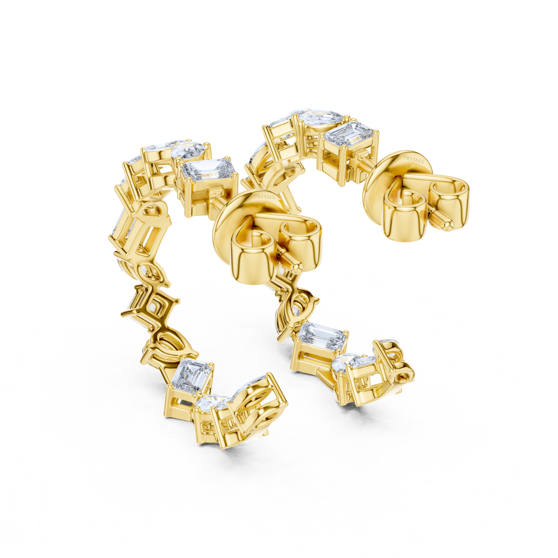 Radiant Cascade Diamond Hoop Earrings