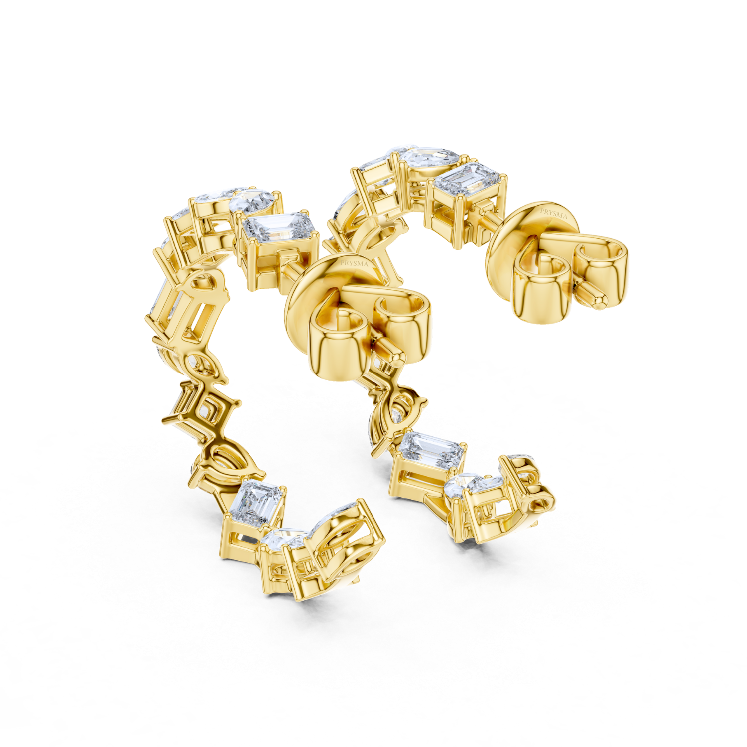 Radiant Cascade Diamond Hoop Earrings