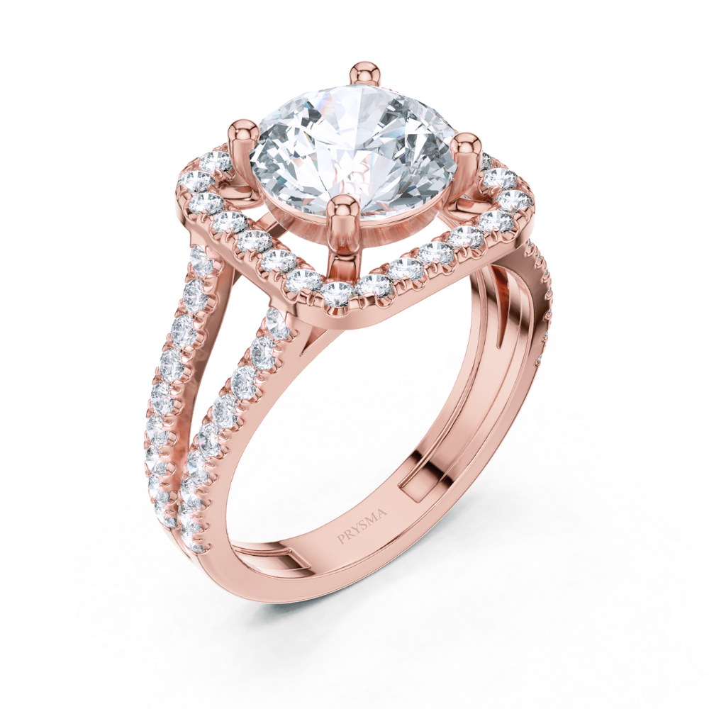Crown Aura Split Shank Halo Ring