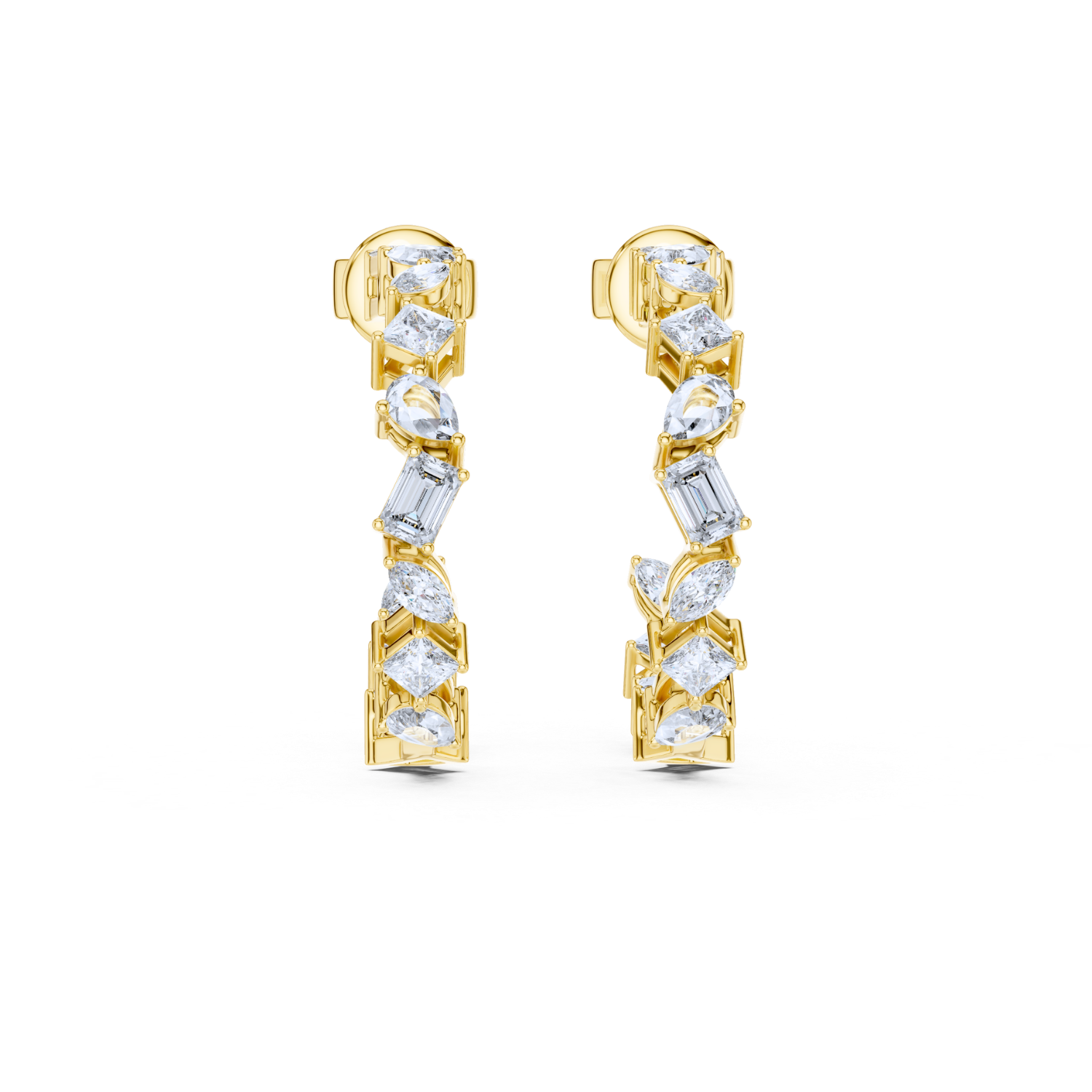 Radiant Cascade Diamond Hoop Earrings