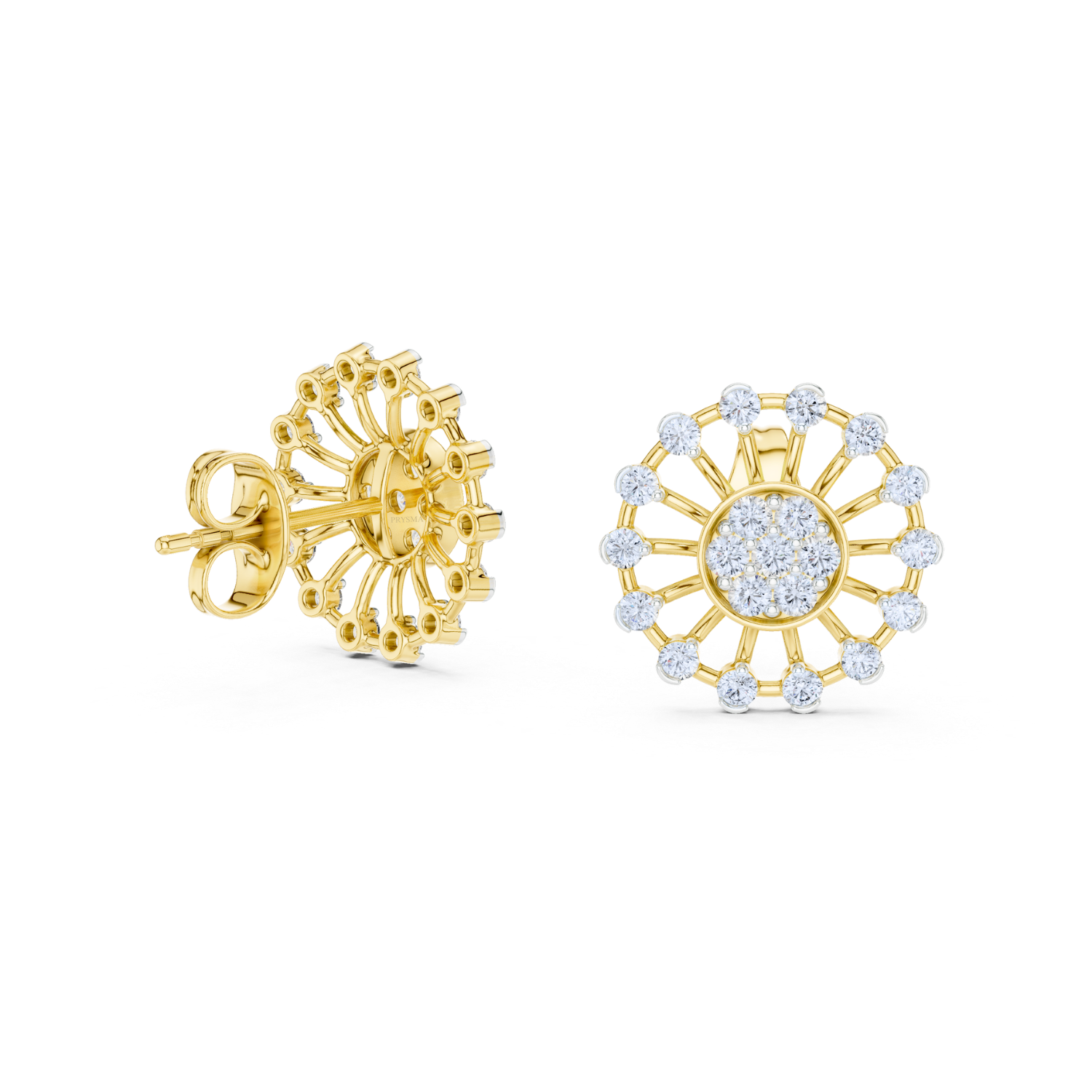 Radiant Sunburst Diamond Stud Earrings