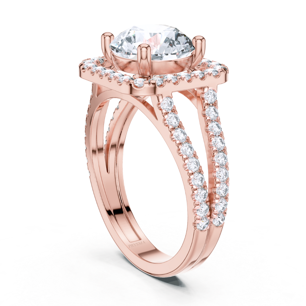 Crown Aura Split Shank Halo Ring