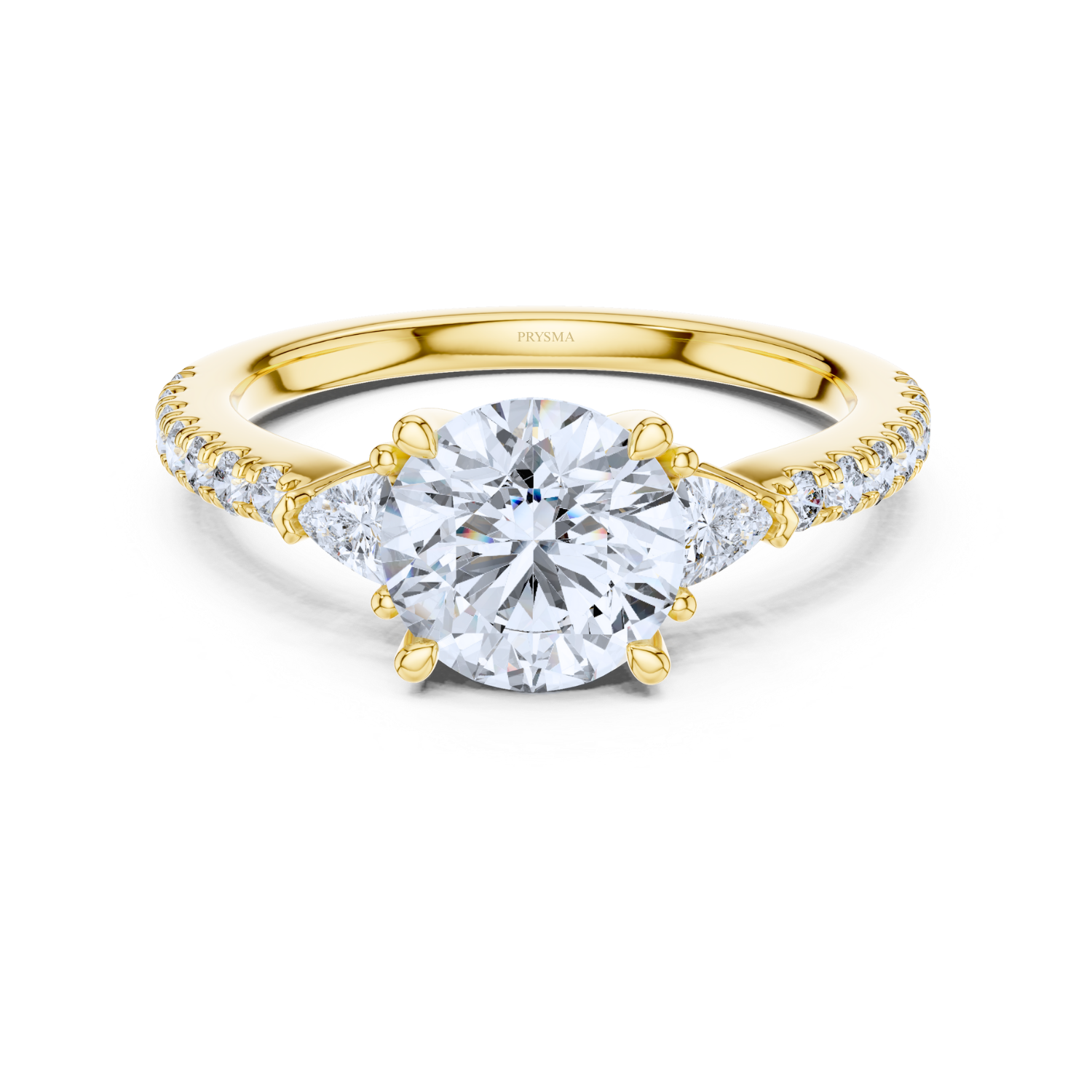 Round Center Stone with Trilliant Diamond