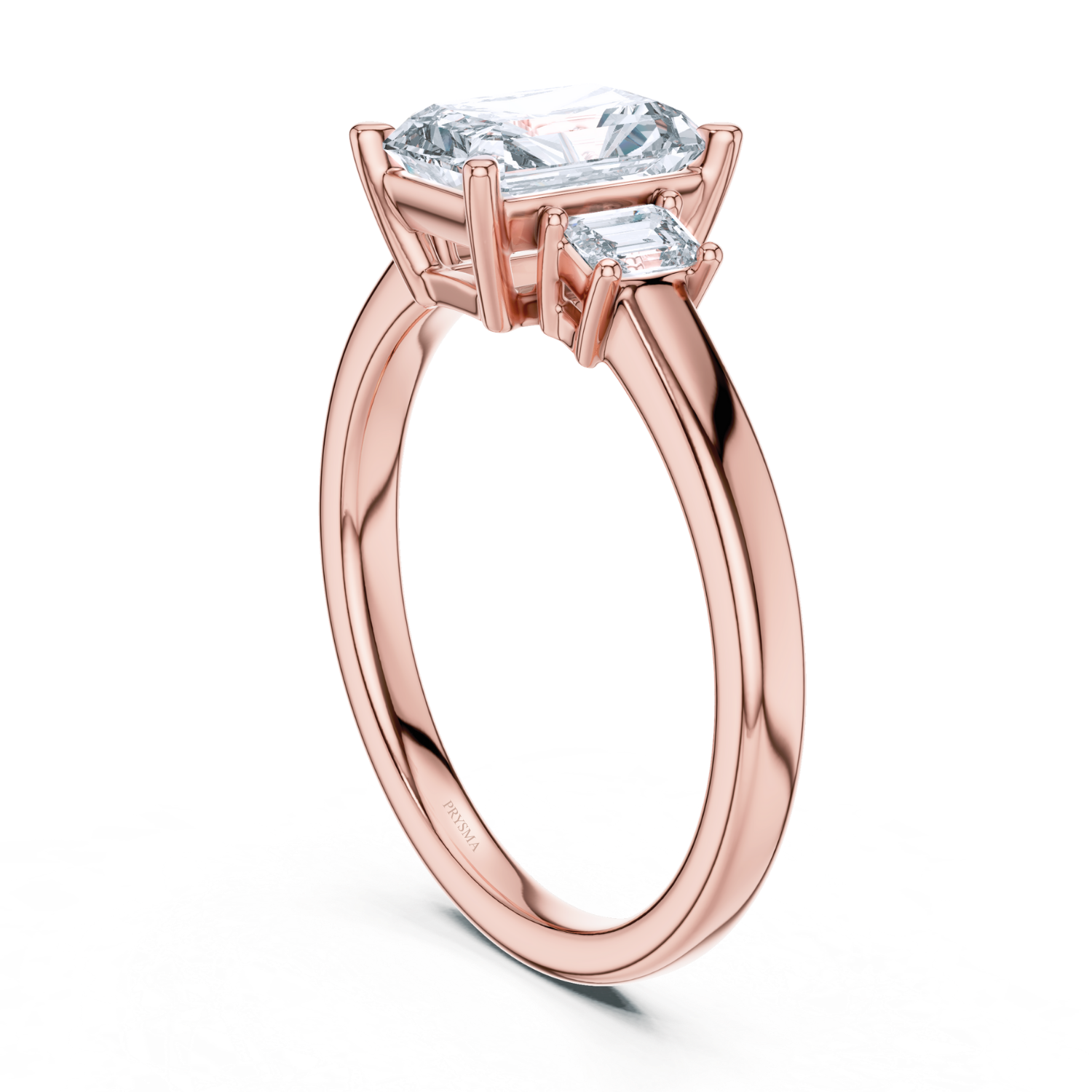 Emerald Cut Center Stone with Radiant Diamond