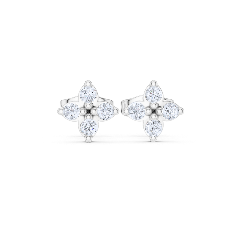 Petal Bloom Diamond Stud Earrings