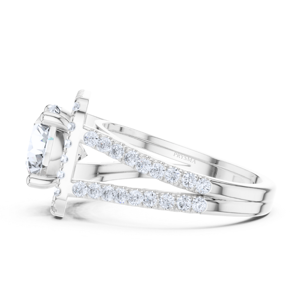 Crown Aura Split Shank Halo Ring