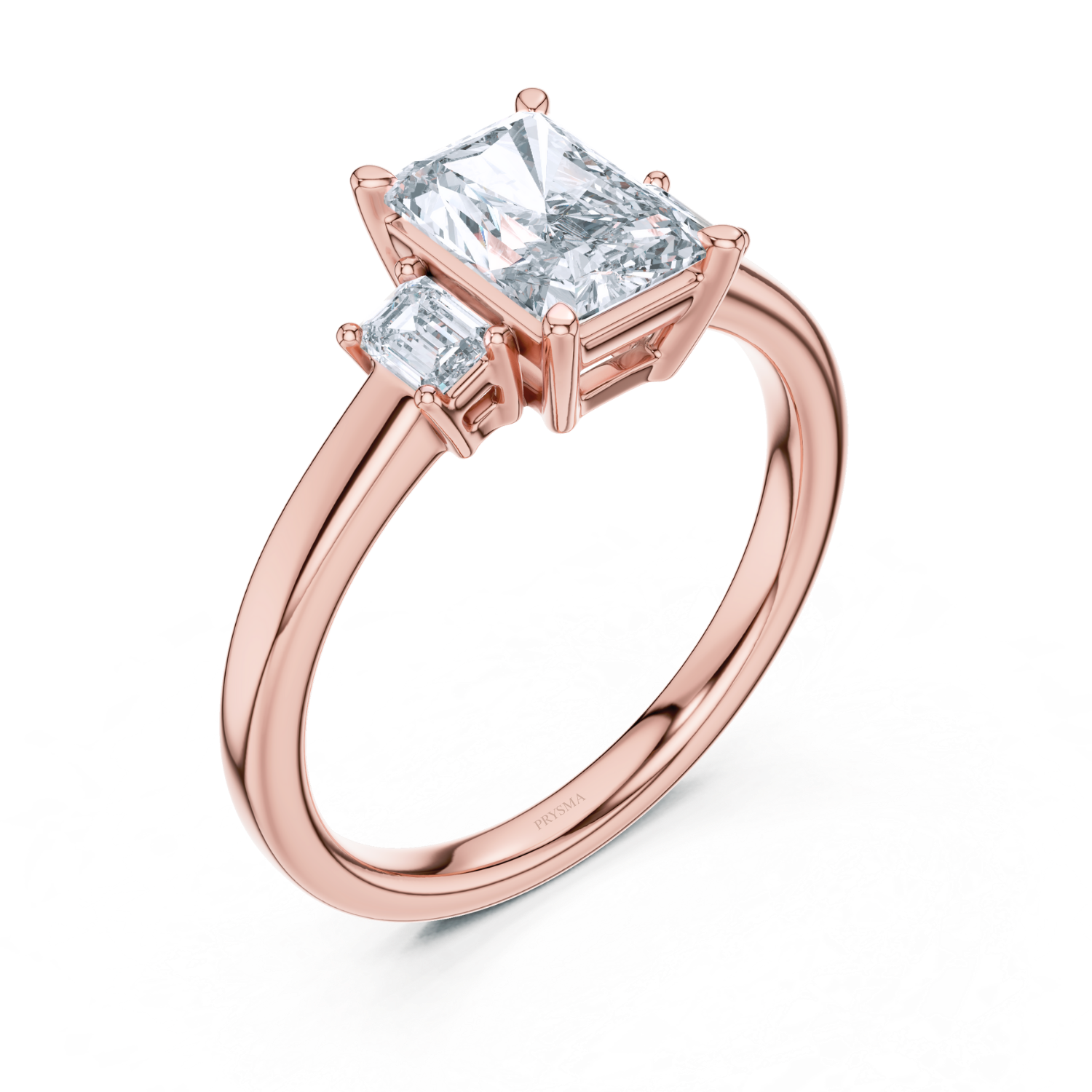 Emerald Cut Center Stone with Radiant Diamond