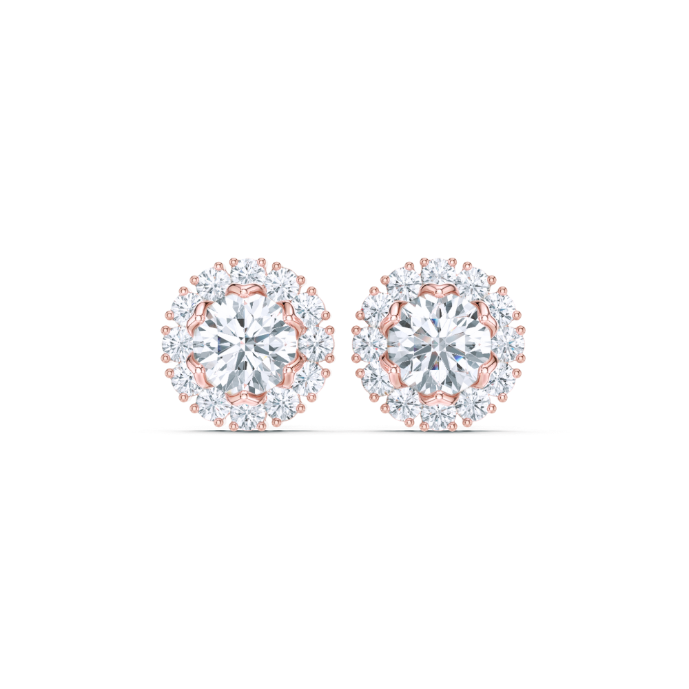Radiant Crown Round Diamond Studs
