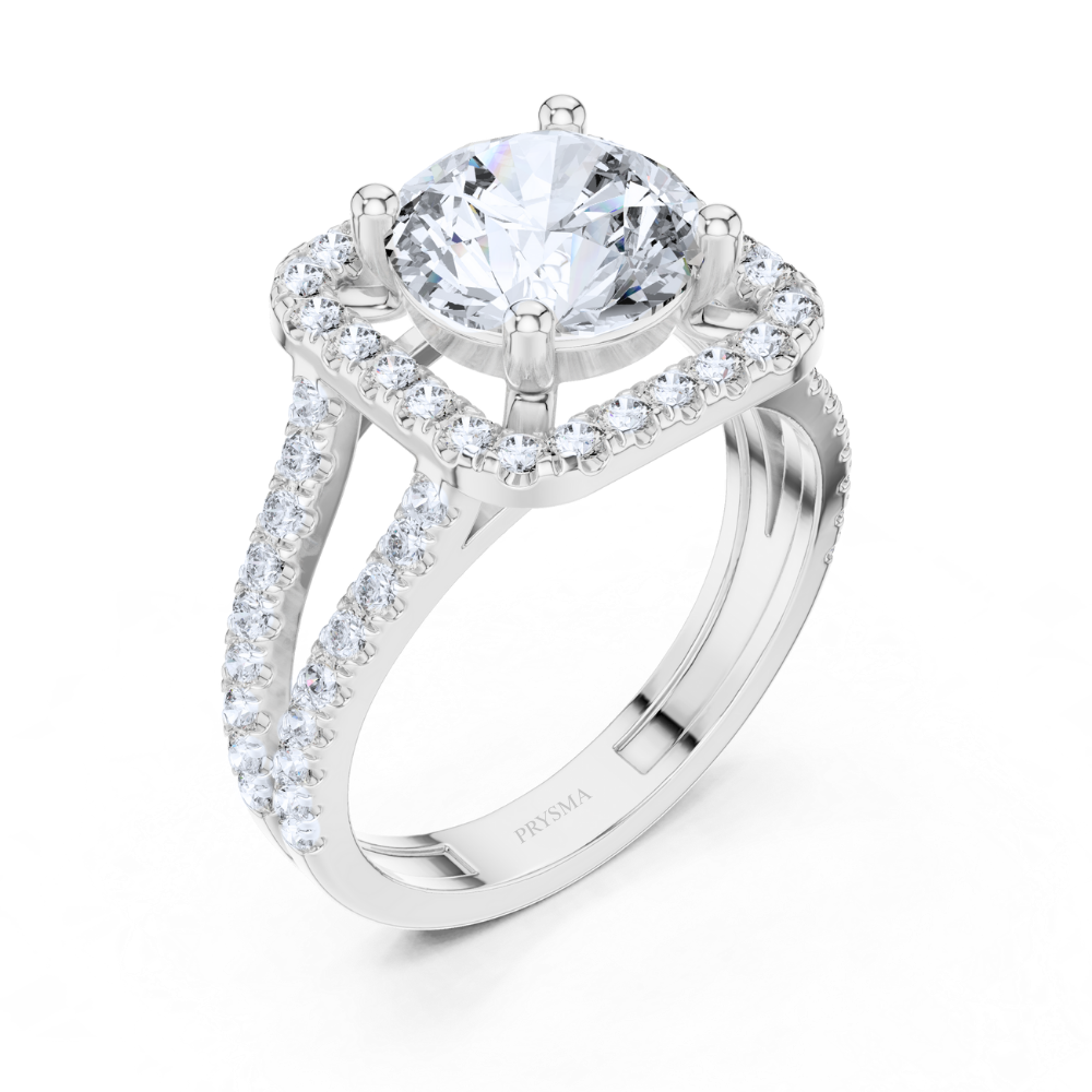 Crown Aura Split Shank Halo Ring