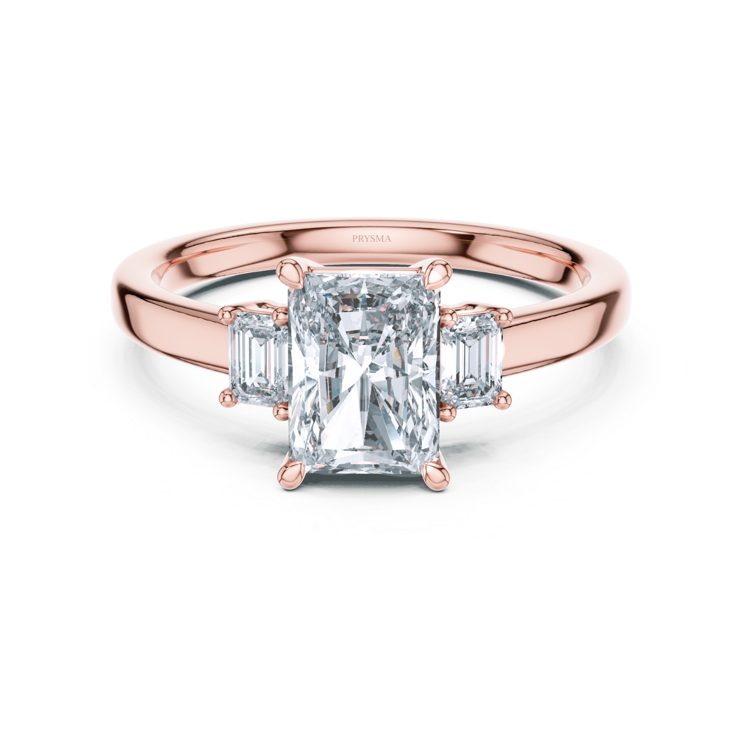 Emerald Cut Center Stone with Radiant Diamond