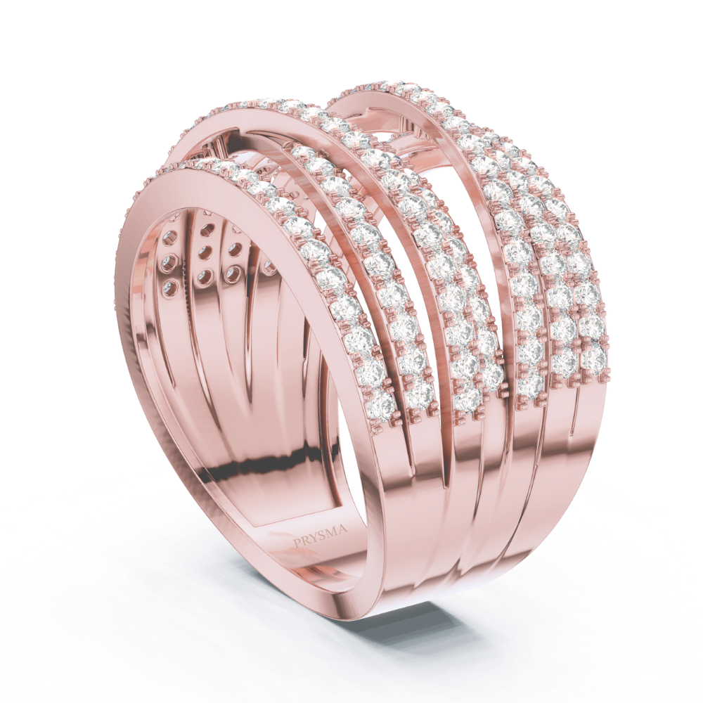 Golden Cascade Diamond Ring