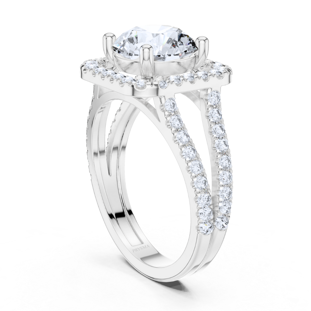 Crown Aura Split Shank Halo Ring