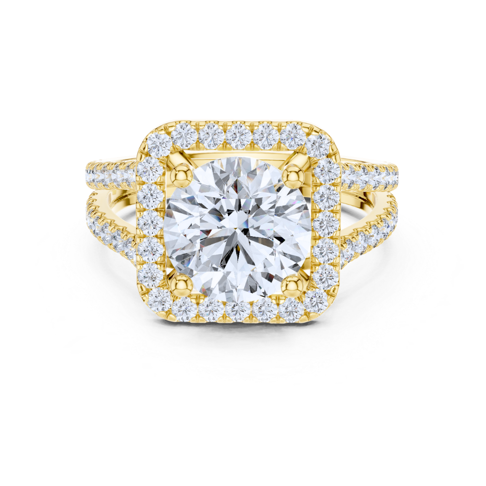 Crown Aura Split Shank Halo Ring