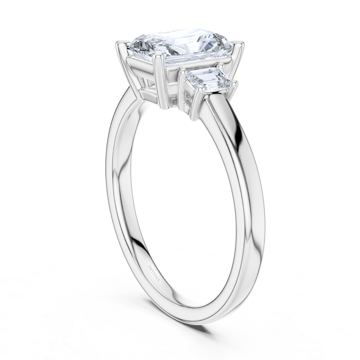 Emerald Cut Center Stone with Radiant Diamond