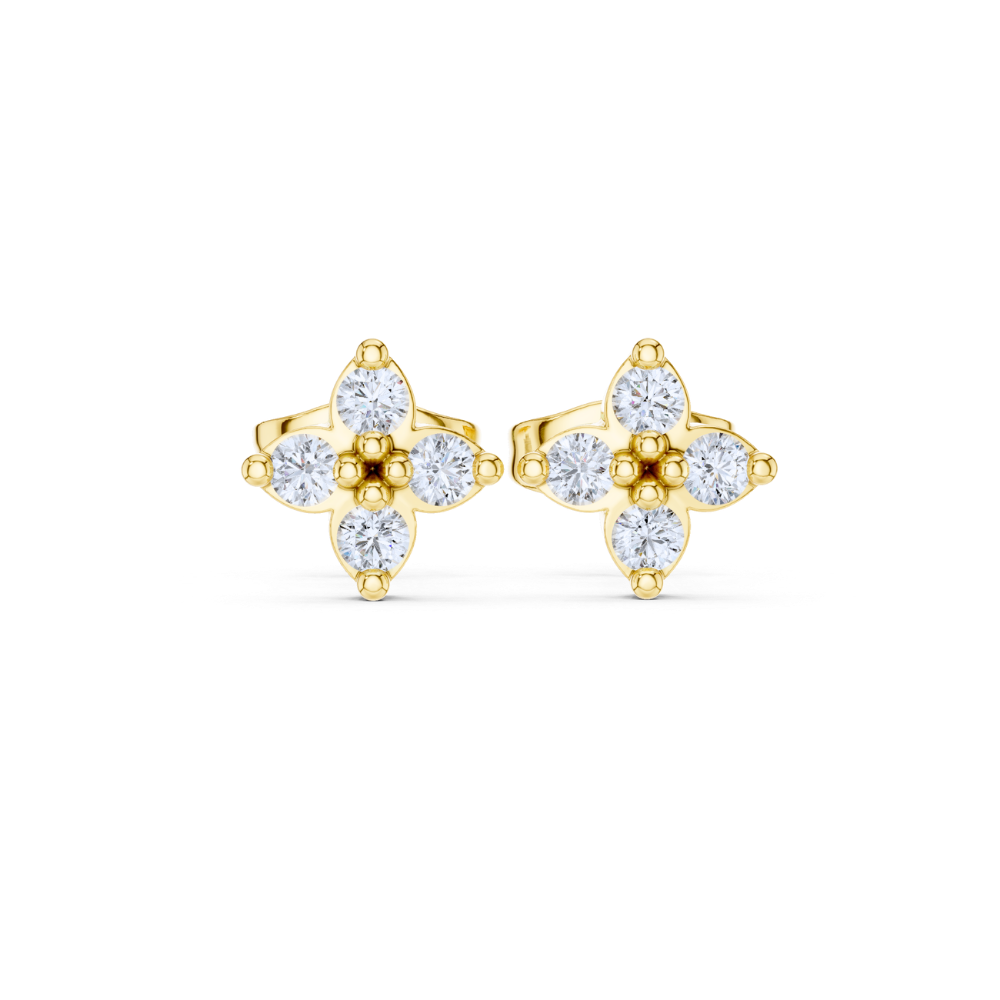 Petal Bloom Diamond Stud Earrings