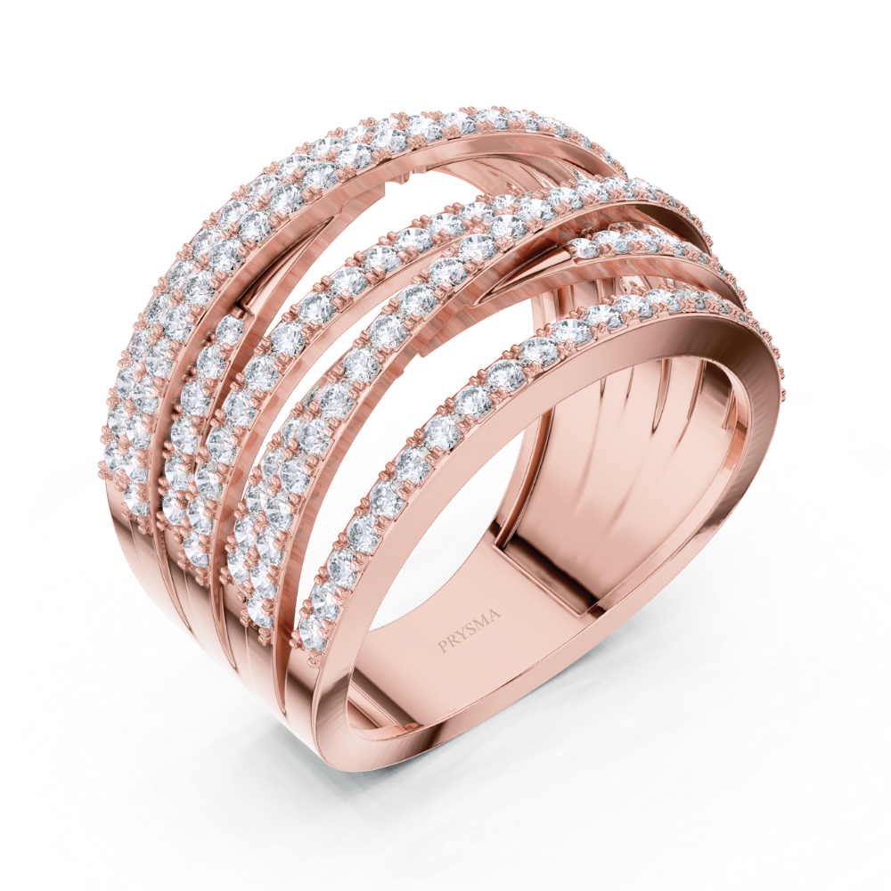 Golden Cascade Diamond Ring
