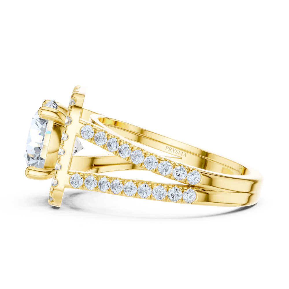 Crown Aura Split Shank Halo Ring