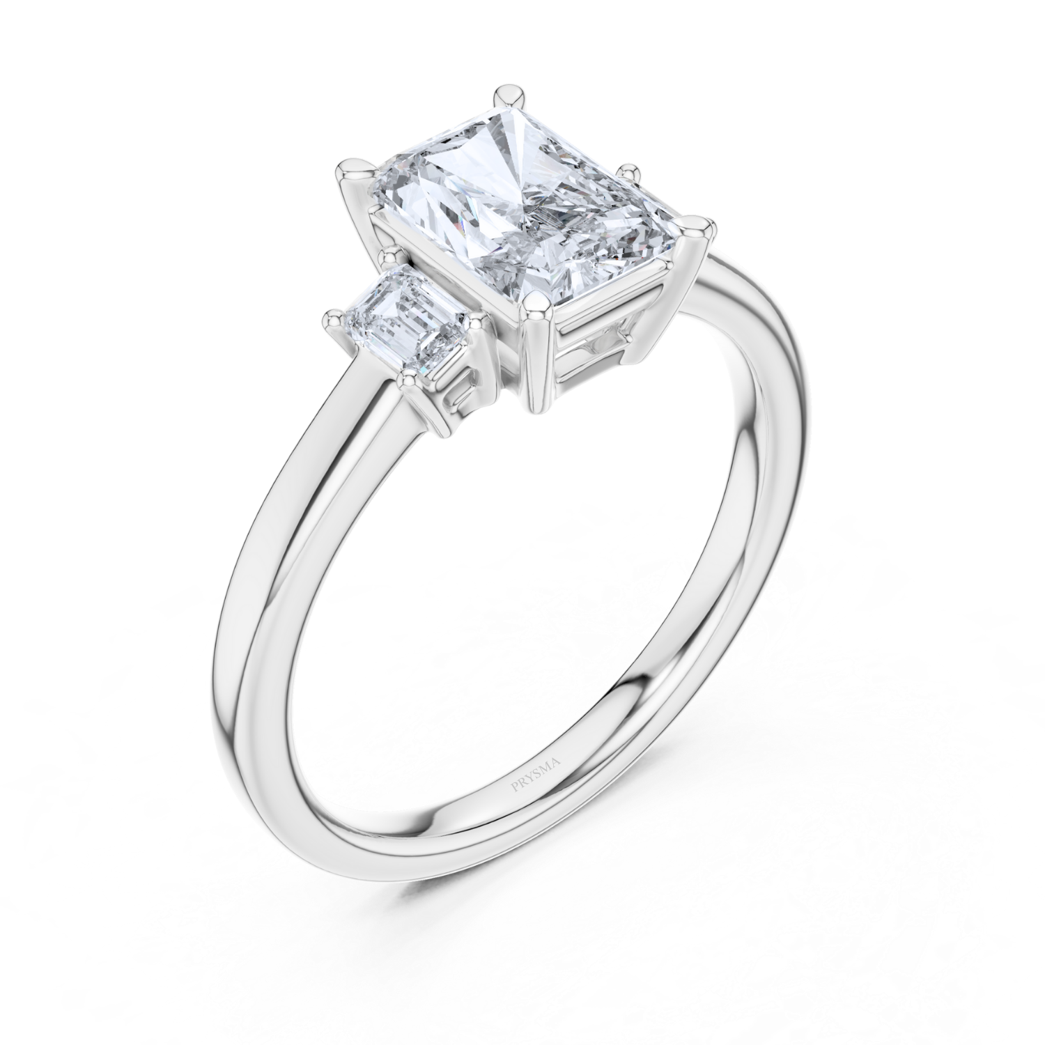 Emerald Cut Center Stone with Radiant Diamond