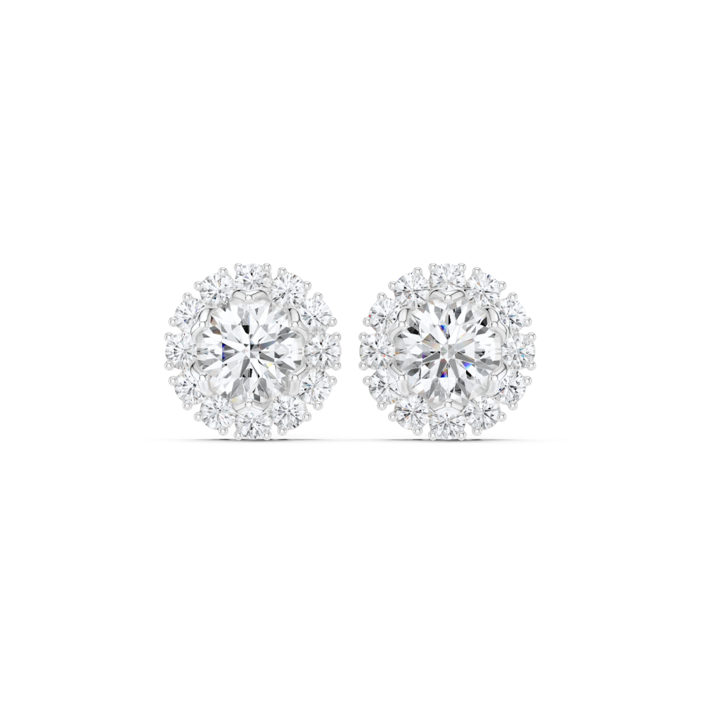 Radiant Crown Round Diamond Studs