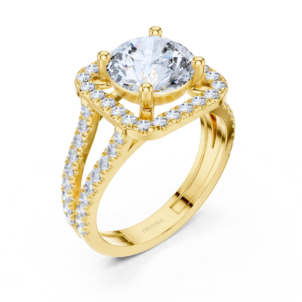 Crown Aura Split Shank Halo Ring
