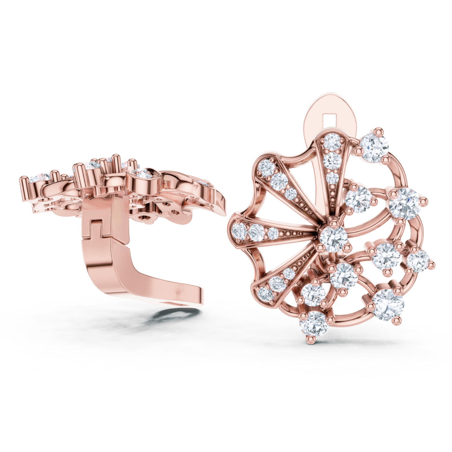 Fan-Inspired Diamond Earrings