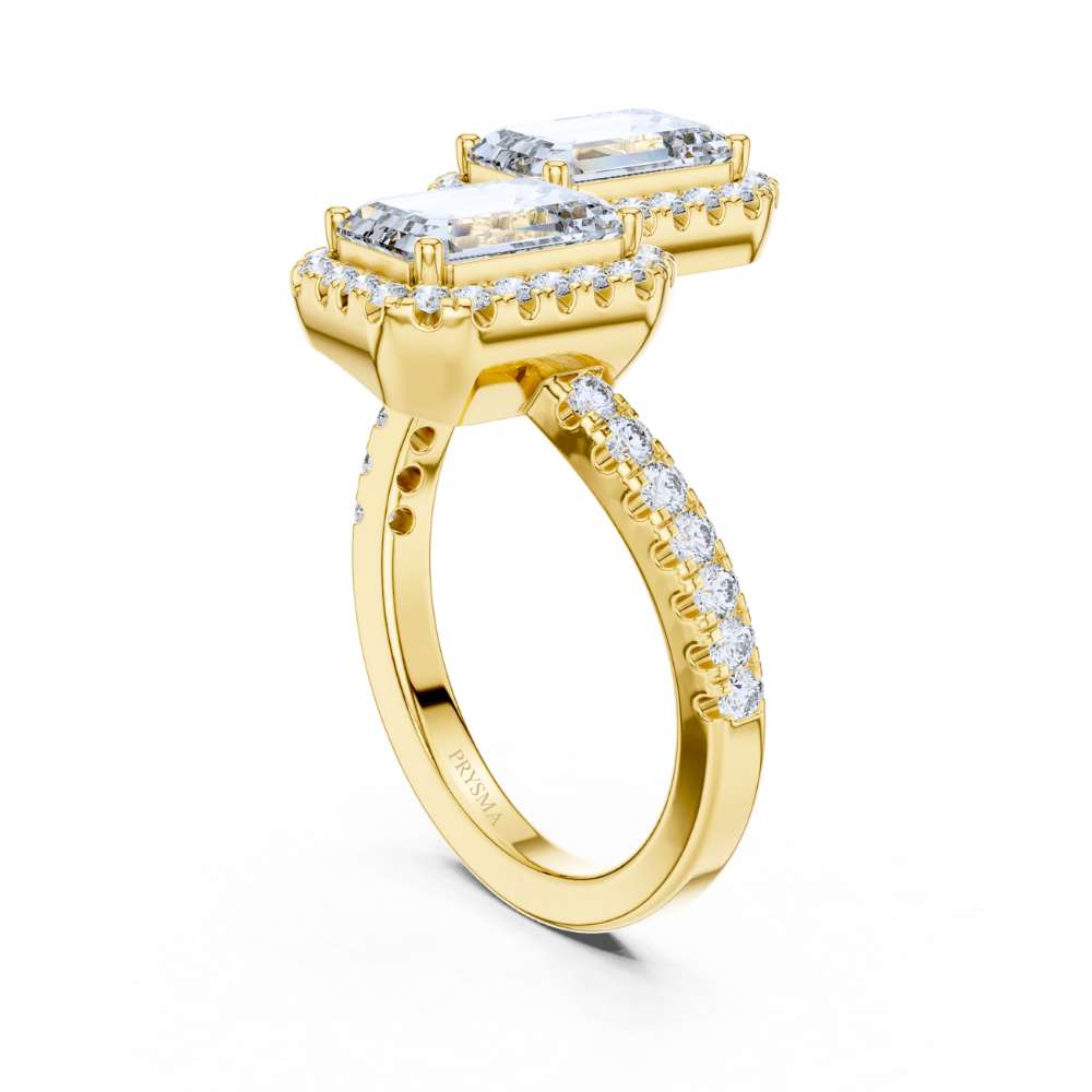 Elysian Dual-Emerald Halo Ring