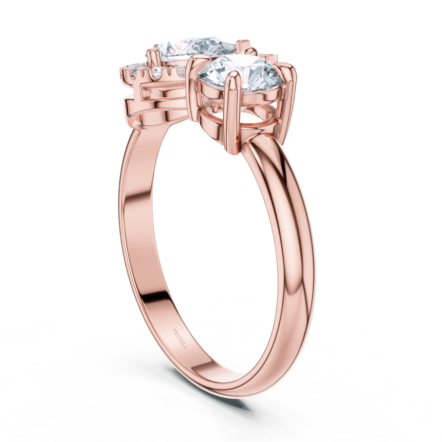 Pear & Round Dual Stone Halo Ring