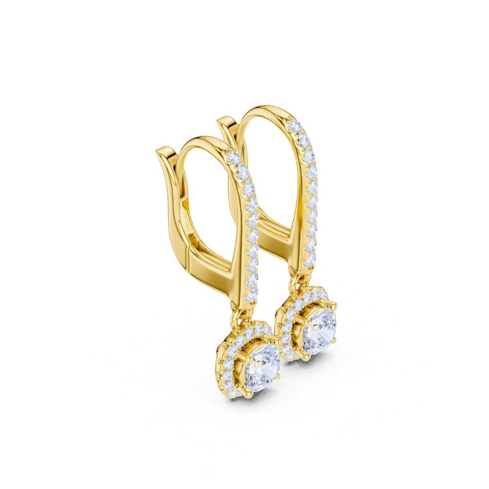 Cushion Halo Drop Diamond Earrings