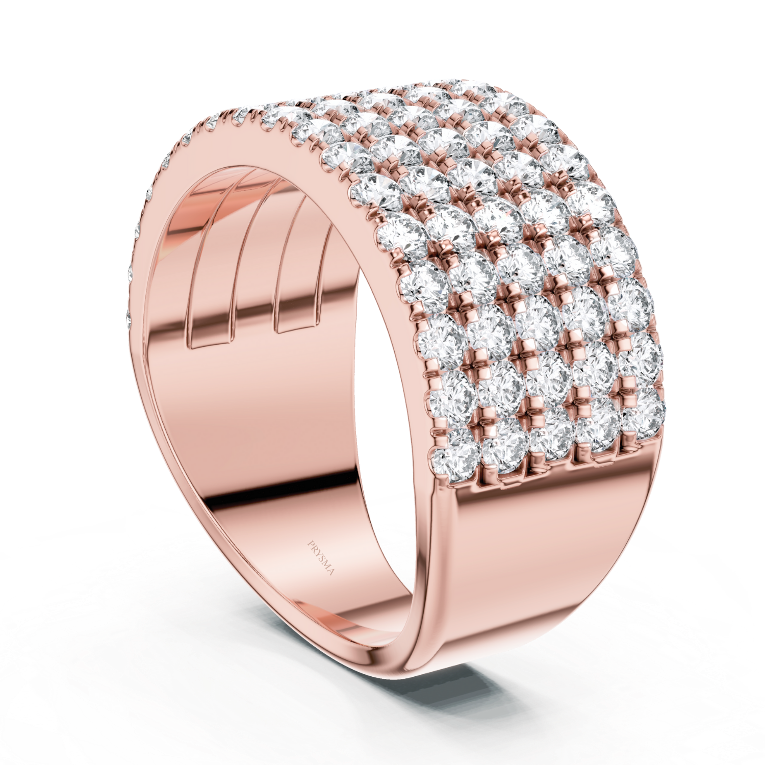 Wide Multi-Row Diamond Band Ring