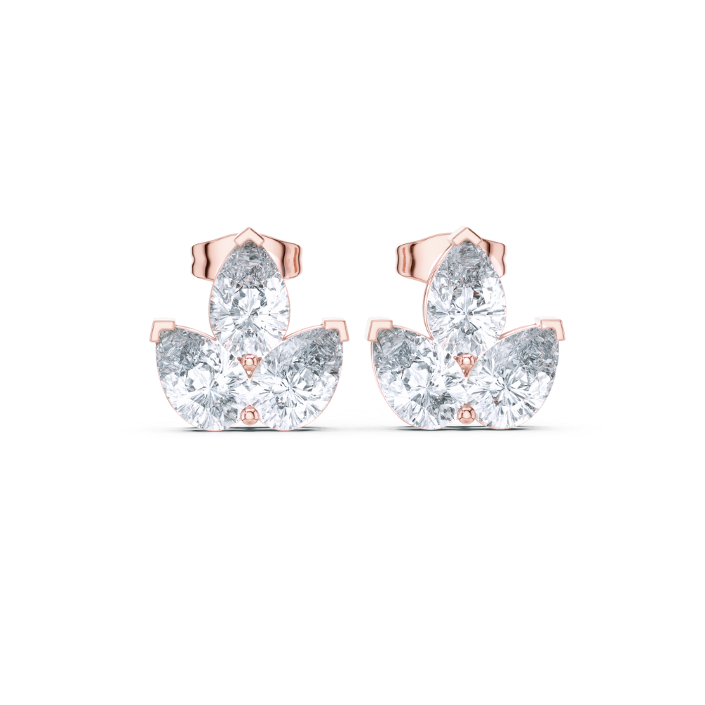 Triple Bloom Pear Diamond Earrings