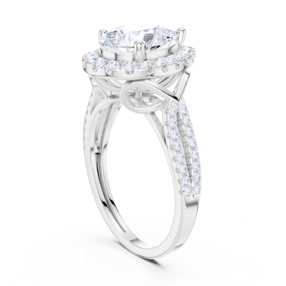 Regal Teardrop Halo Ring