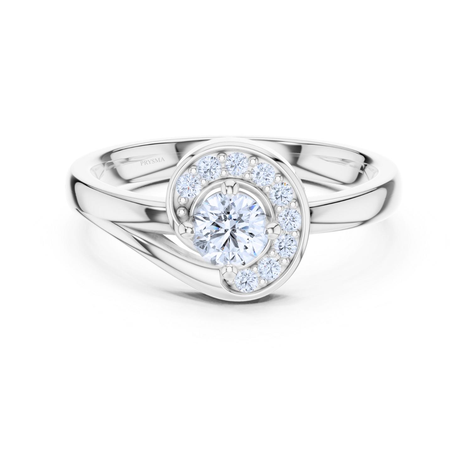 Crescent Halo Diamond Ring