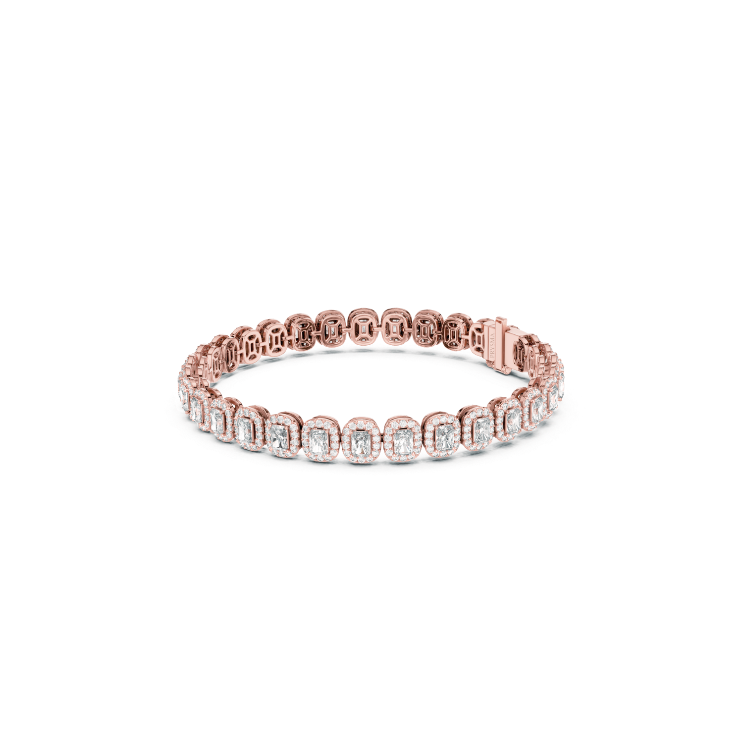 Radiant-Cut Diamond Halo Tennis Bracelet