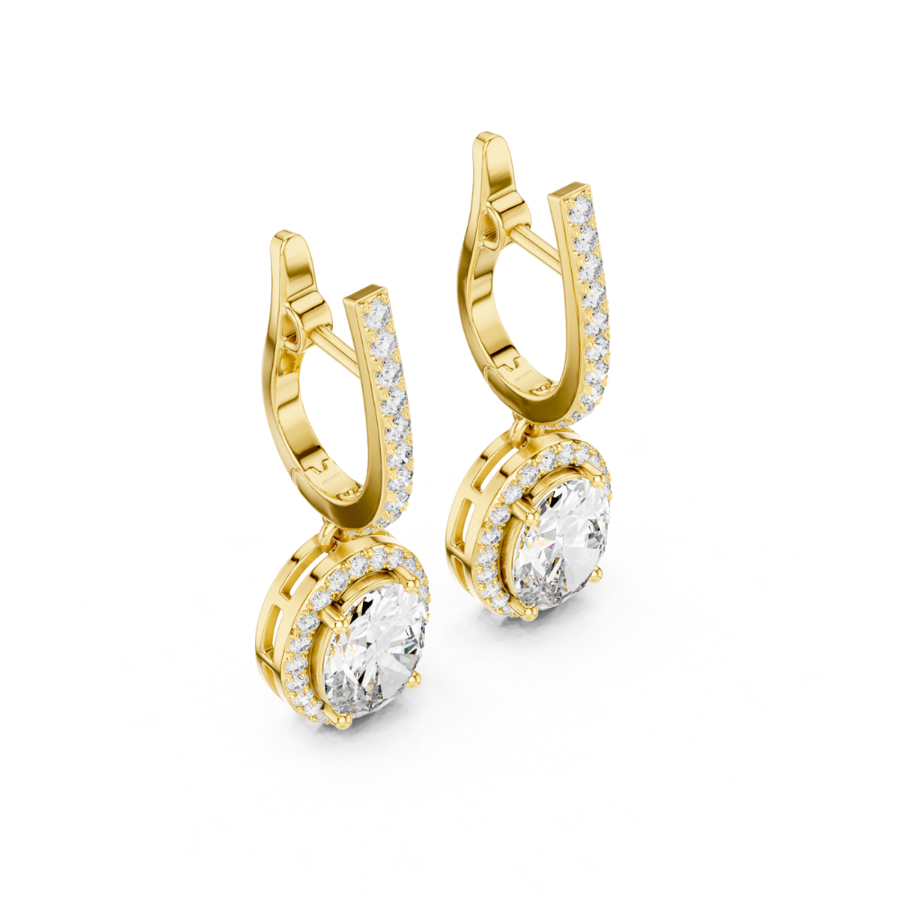 Oval Halo Drop Diamond Earrings