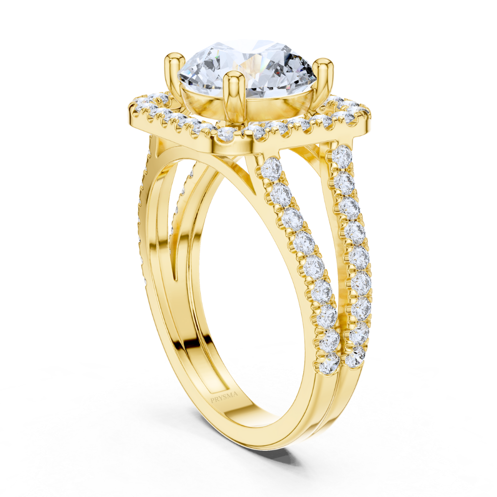 Crown Aura Split Shank Halo Ring