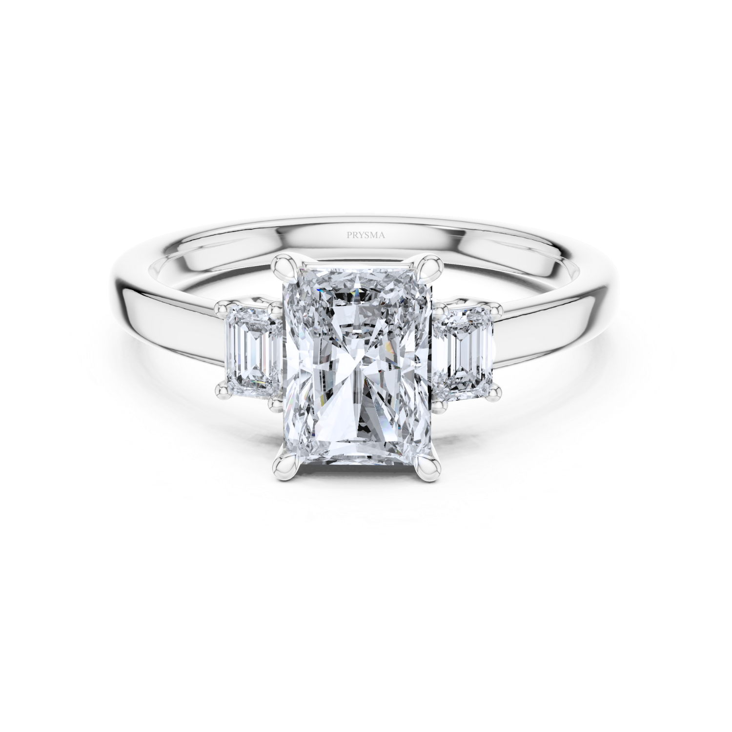 Emerald Cut Center Stone with Radiant Diamond