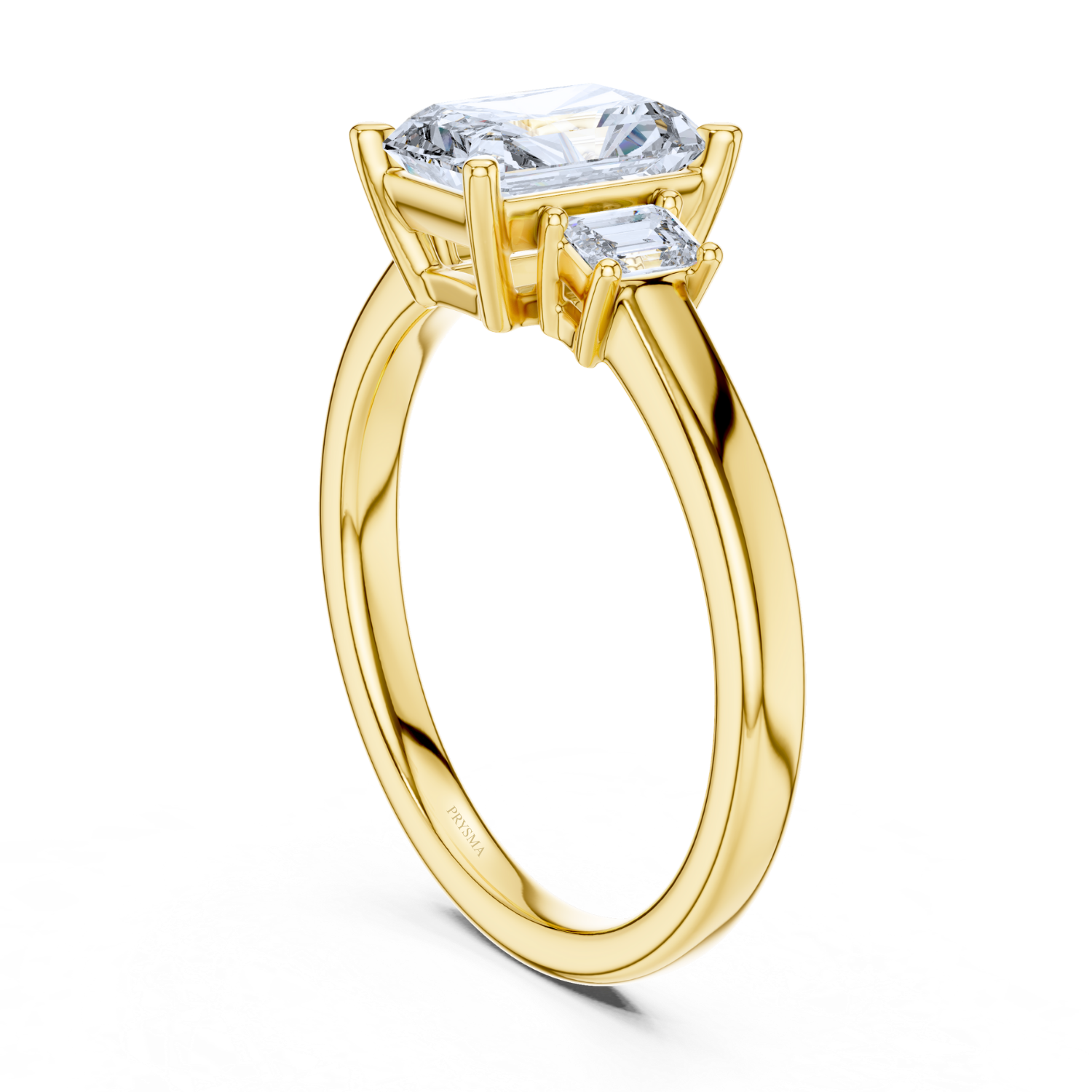 Emerald Cut Center Stone with Radiant Diamond