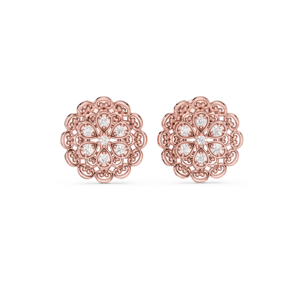 Regal Blossom Diamond Stud Earrings