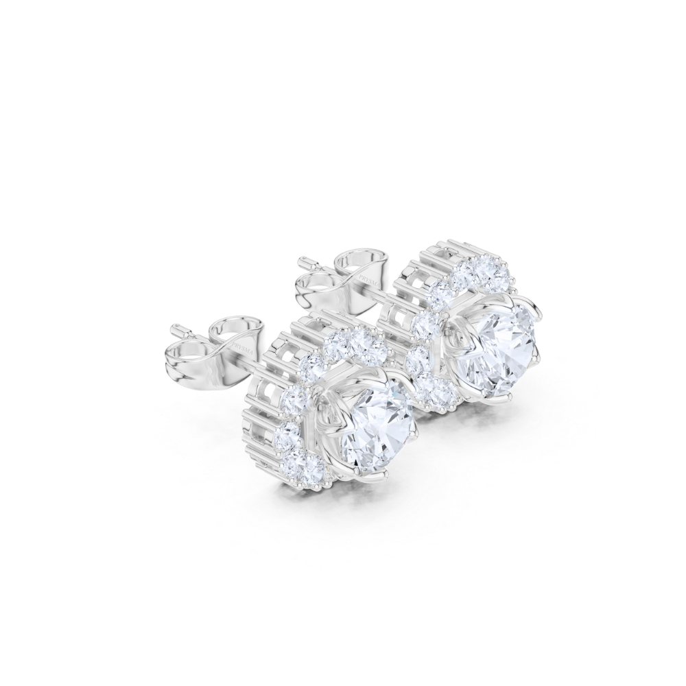 Radiant Crown Round Diamond Studs