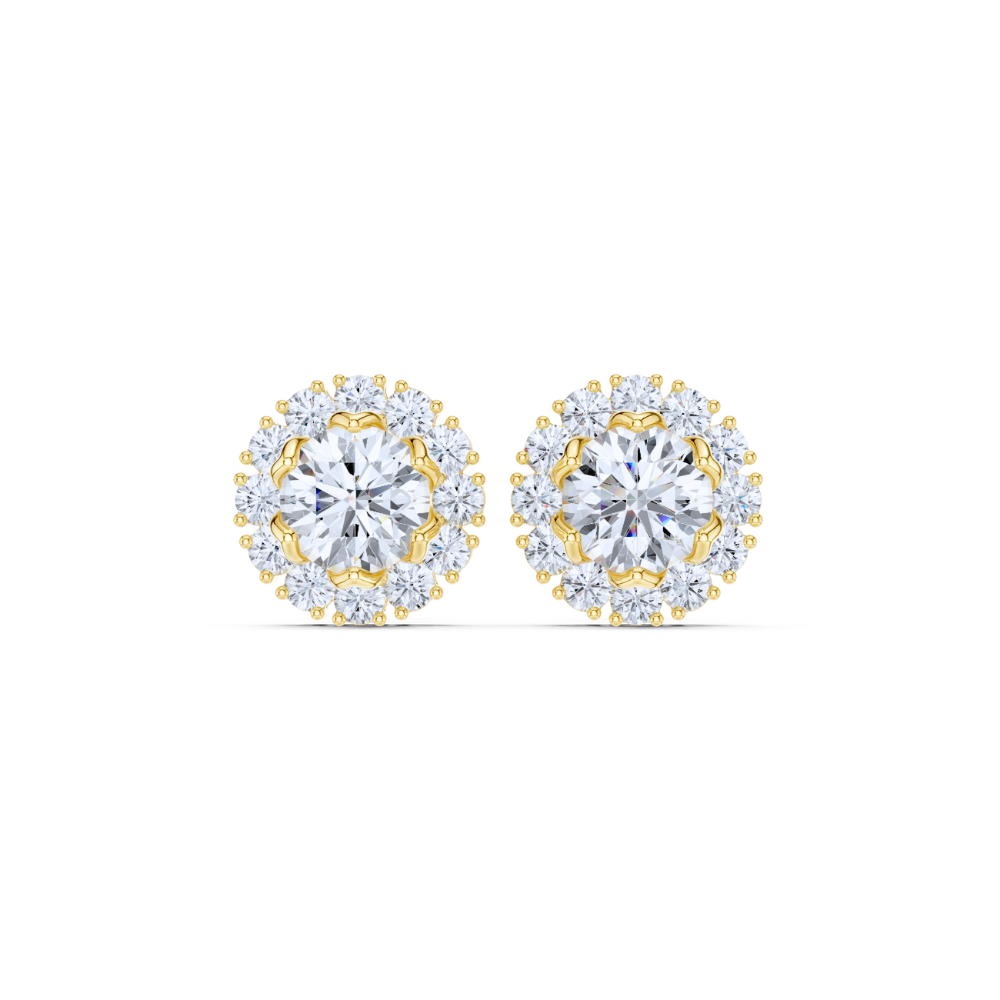 Radiant Crown Round Diamond Studs