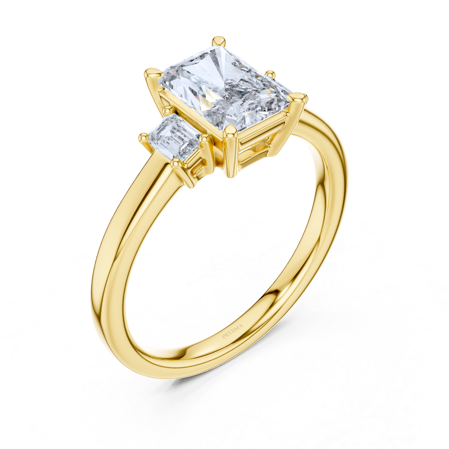 Emerald Cut Center Stone with Radiant Diamond