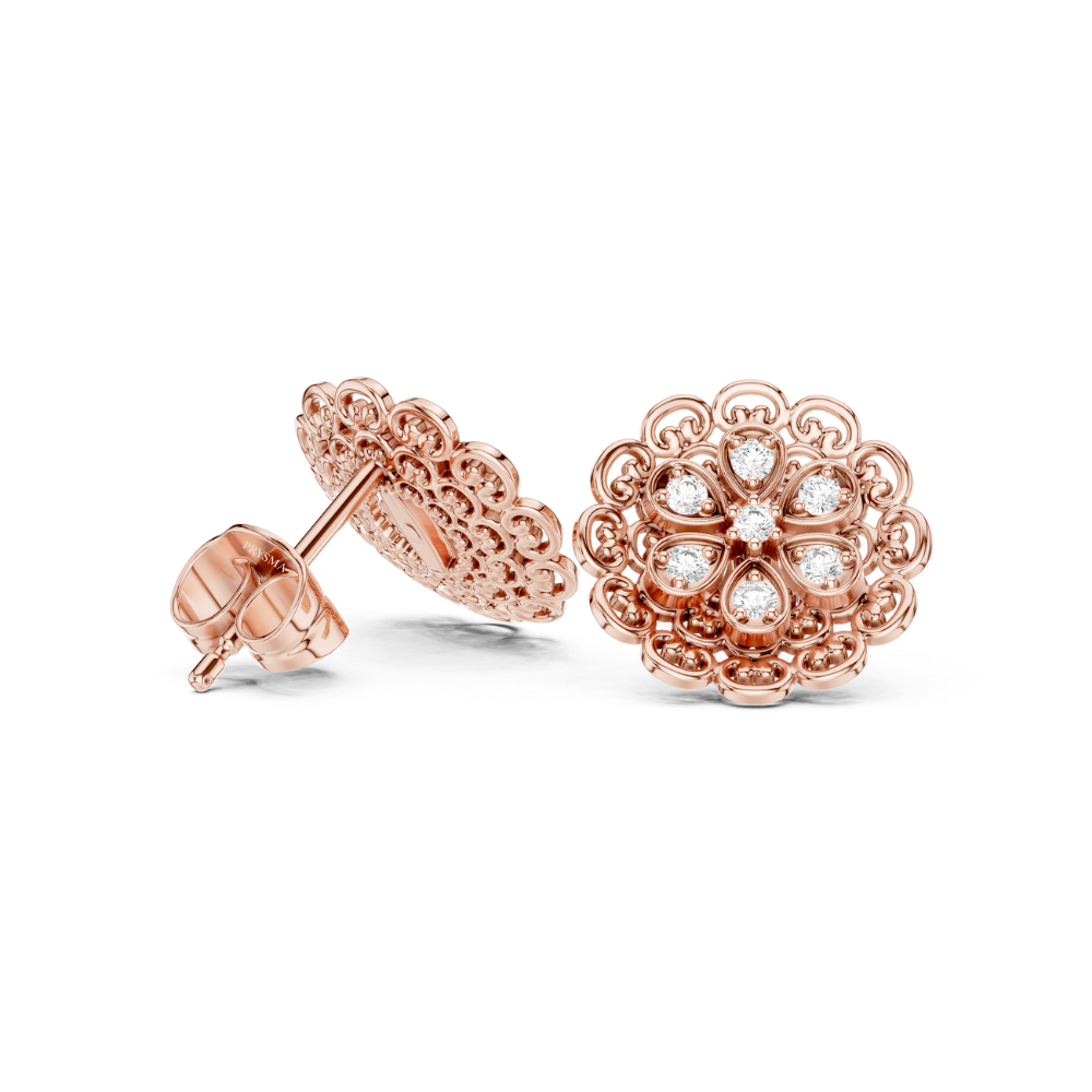 Regal Blossom Diamond Stud Earrings