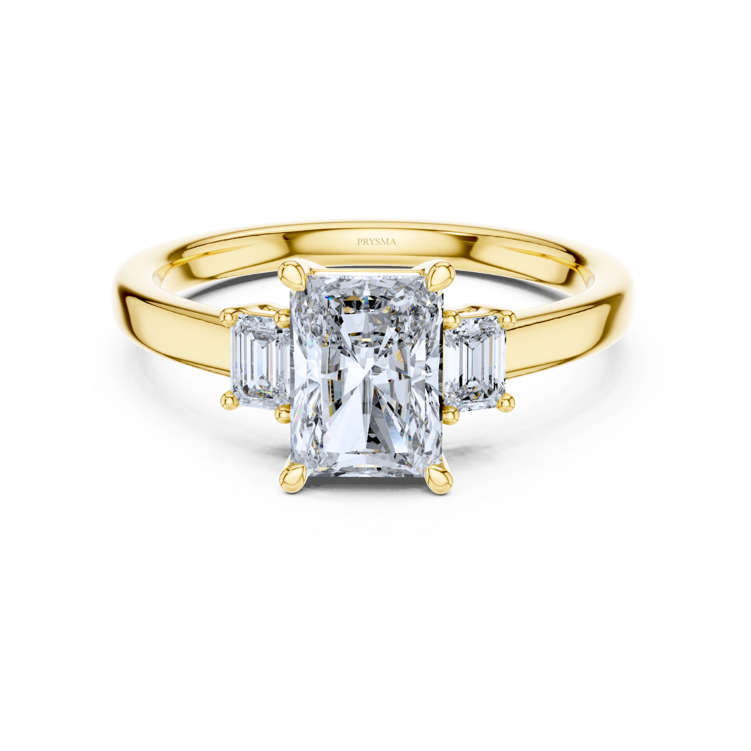 Emerald Cut Center Stone with Radiant Diamond