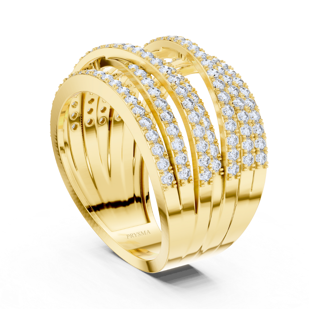 Golden Cascade Diamond Ring